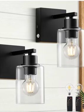 Modern Industrial Wall Sconces with Clear Glass Shades - Black